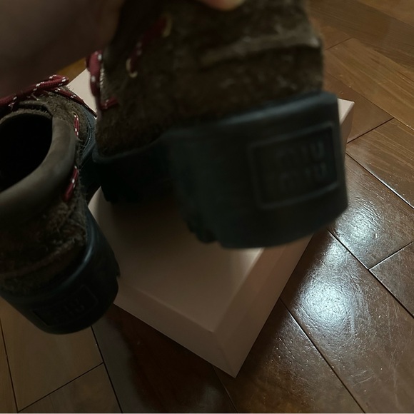 MIU MIU Chunky rustic Suede Loafers Brown Size 36.5 6.5 - Picture 7 of 11